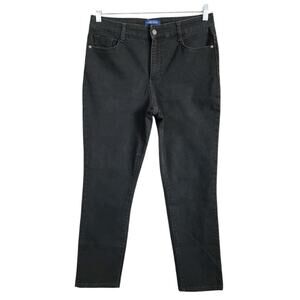 Bandolino Womens Jeans Size 10 Black Mid Rise Slim Straight Leg Stretch